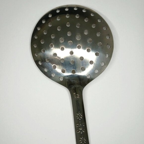 Stainless Steel Cooking Skimmer Medium Size Floral Design on Handle - Picture 6 of 6